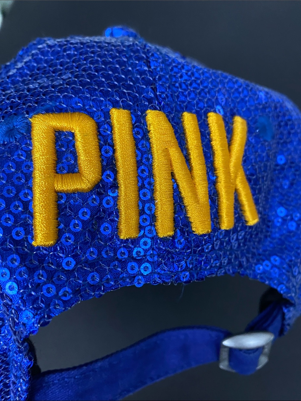 PINK Victoria's Secret Milwakee Brewers Blue and Gold Sequin Baseball Cap - Picture 5 of 12
